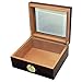 UPGRADE Handmade Cigar Humidor - Cedar Cigar Desktop Box with Humidifier and Hygrometer - Glass Top for 25-50 Cigars