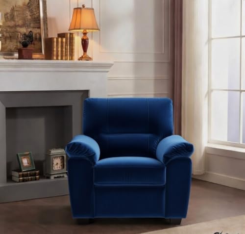 Image of Anderson Sofa Set for Living Room | Sectional Sofas | Premium Leather Sofa for Home Office | Leather Sofa Set | Leatherette Sofa (Blue Fabric, 1 Seater)