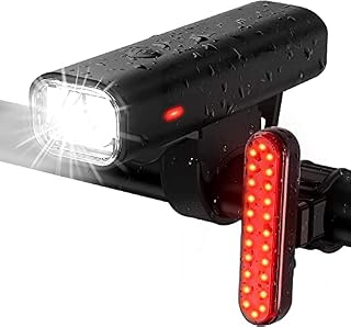 Balhvit 400 Lumen Bike Lights Set, 9H Runtime Bike Lights Front and Back USB Rechargeable, LED Mountain Bicycle Light, IPX5 Waterproof Road Cycling Lights Headlight