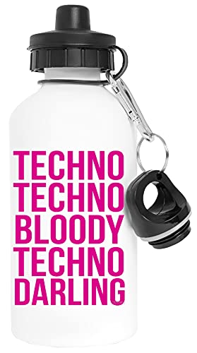 Stampato in UE Absolutely Fabulous - Techno, Techno Alluminio Bianca Bottiglia d\'acqua Can Tappo A Vite Aluminium White Water Bottle With Screw Cap