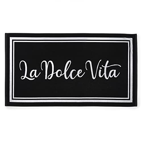 Martha Stewart Cabana Luxury Spa & Hotel Quality 100% Turkish Cotton 2-Piece Beach Towel Set, 450 Gsm, 40" X 72", Soft, Quick Dry, Absorbent, Oversized Beach Essentials, Pool Towels, Black White #TOP4