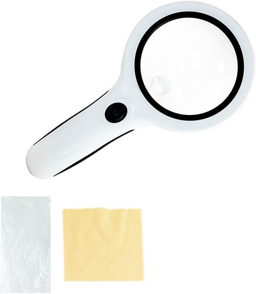 JSEIAJB LED Cold and Warm Light Soft Rubber Handle high-Power Magnifying Glass