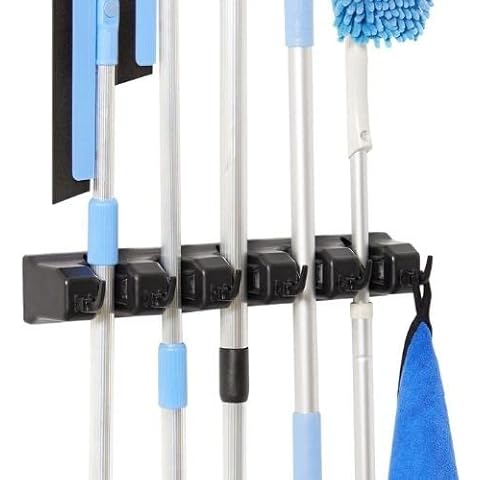 Displays By Jack wall mounted Broom and mop Holder, Black Utility Tool Organizer for Home, 1-Pack Cover