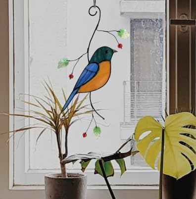 Gift Birds Stained Glass Suncatcher Stained Glass Window Hangings Indoor Ornament & Outdoor Decor (Bluebird) - Image 5