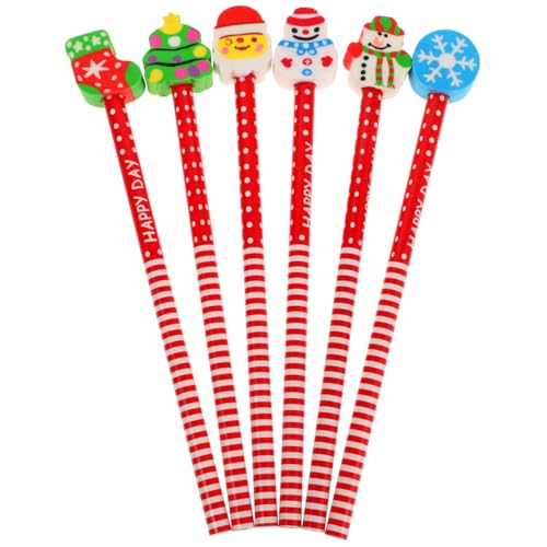STOBOK 24 Stück Bleistift mit Radiergummi Weihnachten Thema Bunte Cartoon Kinder Bleistifte Büro Schule Schreibwaren