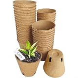 Set di vasi biodegradabili a base di carta per iniziare un giardinaggio sostenibile, trapianto rispettoso delle radici, alternativa ecologica alla plastica, include 45 tazze marroni e 30 etichette