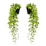 TRNZ 2 pack Fake Plants Fake Hanging Plants Artificial Plants Indoor Outdoor | Room Decor Home decor, Wall Shelf Patio Garden
