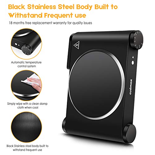 Cusimax Portable Electric Stove, 1200W Infrared Single Burner Heat-up In Seconds, 7 Inch Ceramic Glass Single Hot Plate Cooktop for Dorm Office Home Camp, Compatible w/All Cookware - Upgraded Version by Vayepro - Image 5