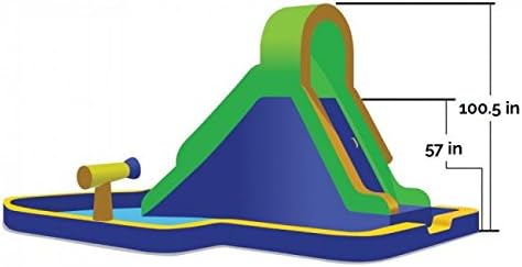 Blast Zone Hydro Rush - Inflatable Water Park with Blower - Curved Slide - Splash Area - Water Cannon - Climbing Wall
