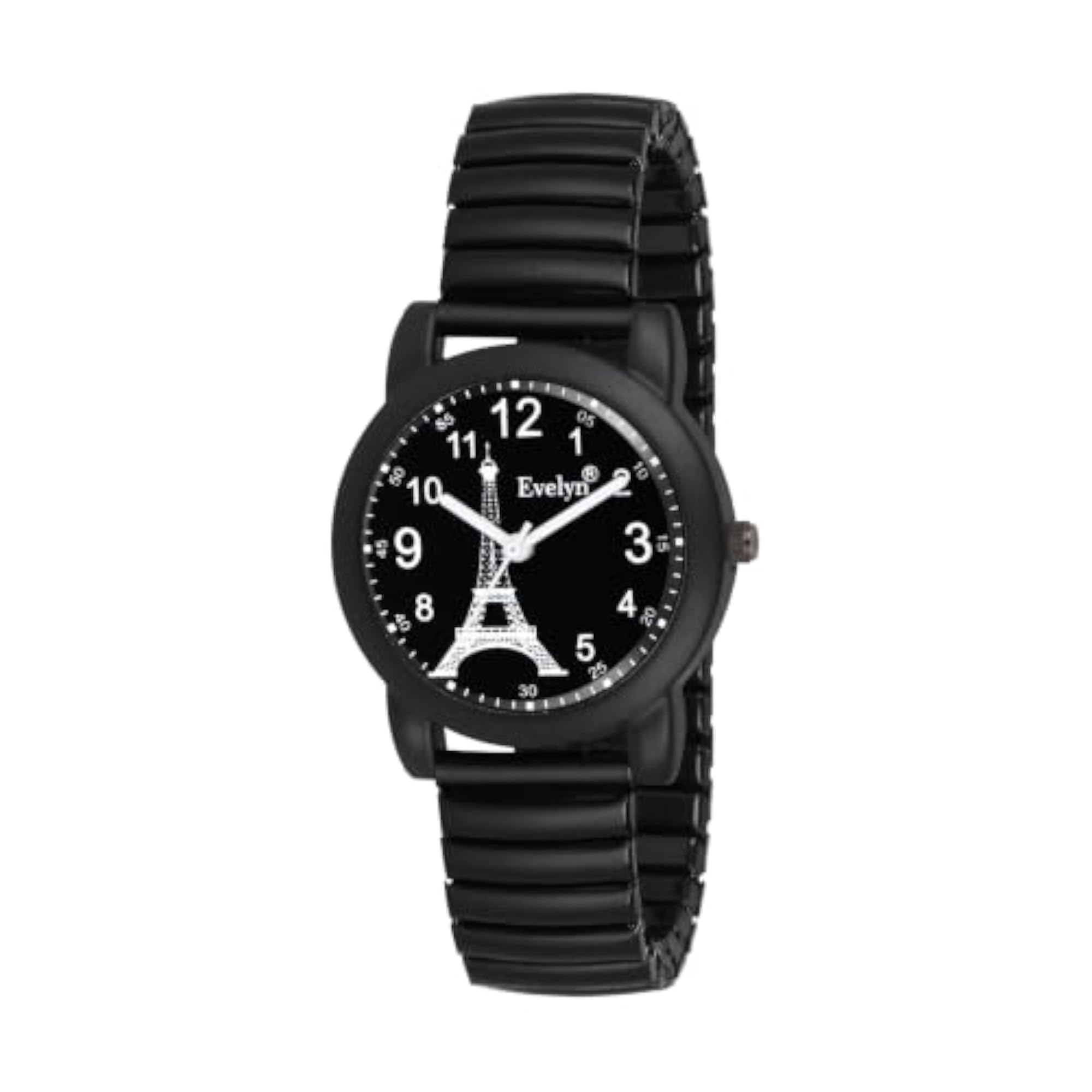 Women's Analog Black Dial Watch with Stretch Metal Strap