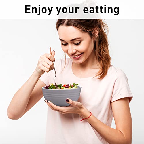 18 Pcs Unbreakable Cereal Bowls 24 Oz Microwave And Dishwasher Safe Wheat Straw Fiber Lightweight Bowl Soup Bowls Microwavable Kitchen Bowls For Serving Salad Rice Pasta Dishes Oatmeal (Gray) #TOP5