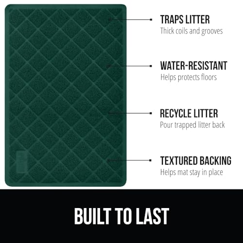 Image of Gorilla Grip Durable Multiple Cat Litter Mat (47x35), XL Jumbo, No Phthalate, Water Resistant, Traps Litter from Box and Cats, Scatter Control, Mats Soft on Kitty Paws (Hunter Green)