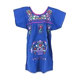 Ethnic Identity Embroidered Puebla Mexican Dress for Girls, Handmade Traditional Mexican Dress for G