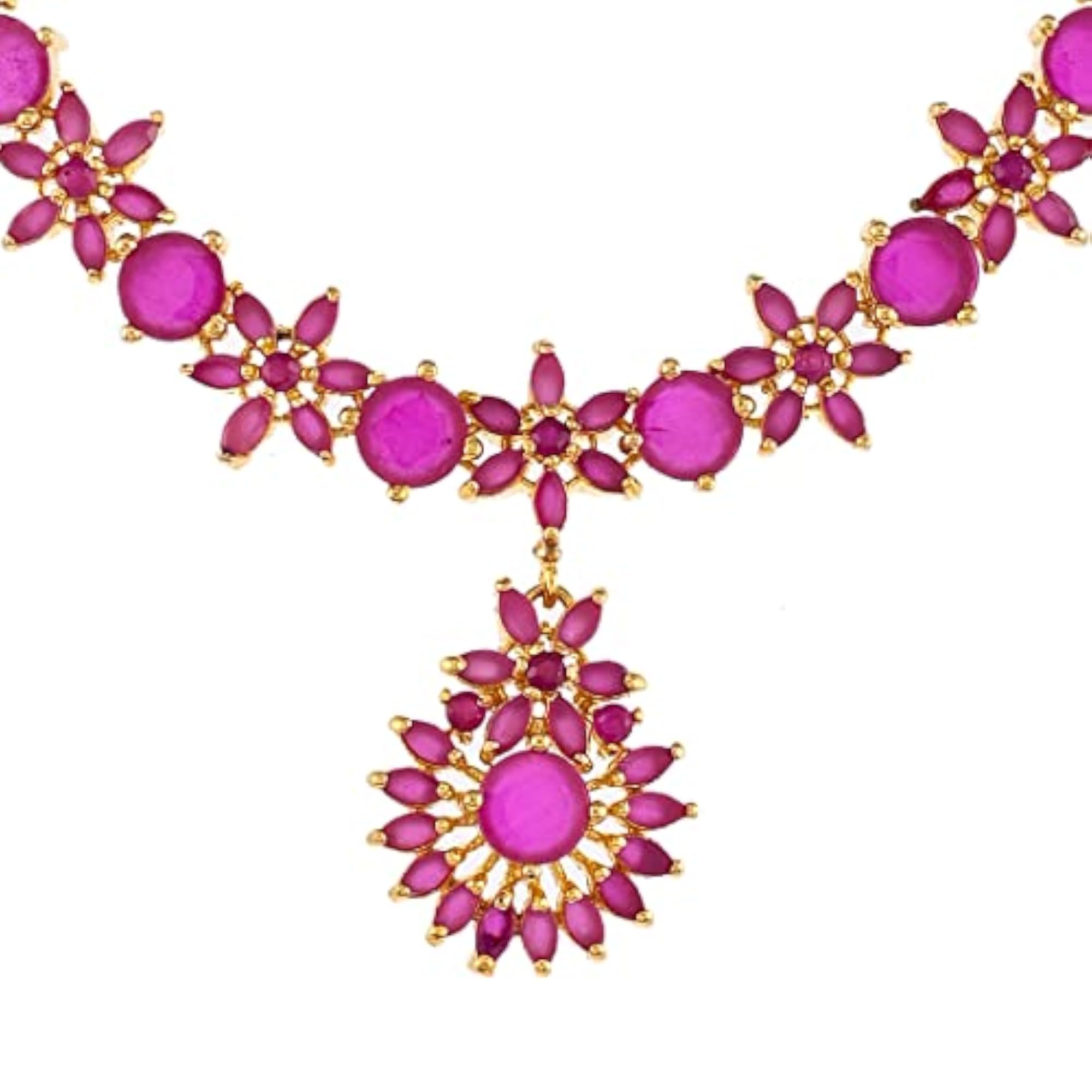 Cluster Setting Pink Zircons Jewellery Set, Sparkling Essentials