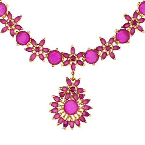 Cluster Setting Pink Zircons Jewellery Set, Sparkling Essentials