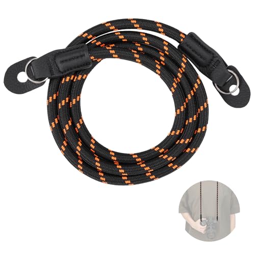 NEEWER Correa de Hombro para Cámara, Correa de Cuello de Cuerda de Escalada de Nylon Tejida Redonda Duradera con Llaveros y Solapas Protectoras para Cámara DSLR& sin Espejo, 43/110cm, Naranja, CA096