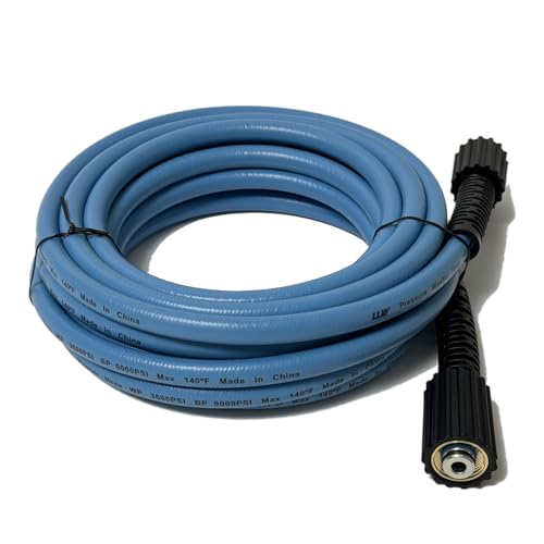 LULUW 25FT 1/4-inch High Pressure Washer Hose,3600PSI M22 14mm Replacement Power Washer Hose for Most Brands, Blue