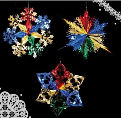 NEW-YIJUNSHUN Premier Decorations Christmas Decoration, Set of 3 Christmas Foil Ceiling Garland Hanging Xmas Decoration Multi Colour