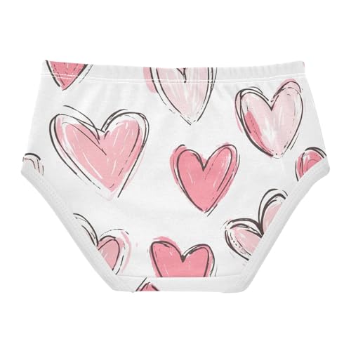 Cotton Toddler Underwear Custom Cute Pink Hearts White Little Girl Panties Pattern Briefs Undies Kids 2t2