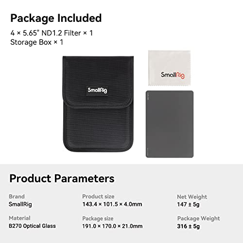 Smallrig 4 X 5.65 Nd1.2 Filter (4 Stops), 4Mm Thick Square Neutral Density Density Filter, With Multi-Layer Coatings Schott B270 Optical Glass, Fits For Matte Box – 3589 #TOP7