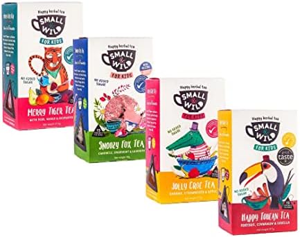Small & Wild  herbal and fruit tea set - fantastic for kids (and grown ups) - biodegradable pyramid teas bags (60) - delicious iced or warm - caffeine free  vegan  plastic free - great gift