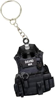 Custom Police Officer Gifts Keychain, Customize Police Gifts For Him Keychain, Custom Police Gifts, Police Gifts For Dad 1, Black, Large