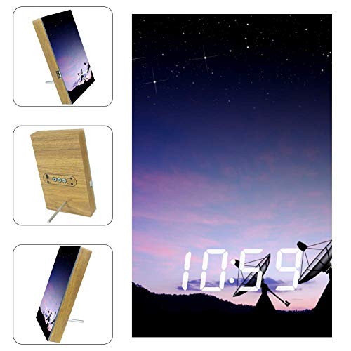 Digitaler Wecker für Satellitenschüssel, Himmel, Sonne, Sterne, Schlafzimmer, Nachttisch, LED-Wecker mit USB-Anschluss zum Laden, Büro und