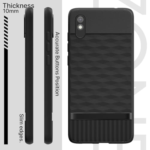 Image of Pikkme Back Cover for Redmi 9A / 9i / 9A Sport Camera Protection 3D Hexa Cube Design Silicone Protective Bumper Case (Black)