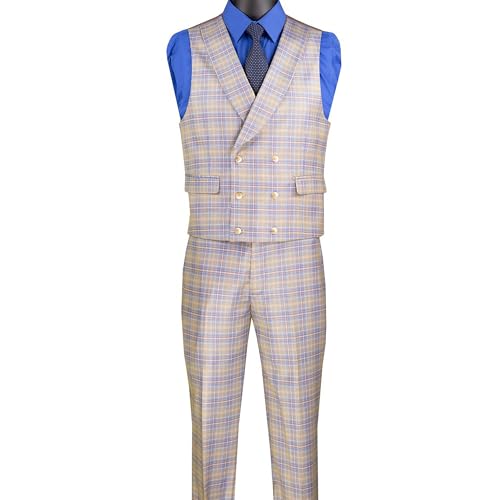 Men's 3-Piece Windowpane Suit (Modern Fit, Stretch Fabric)2
