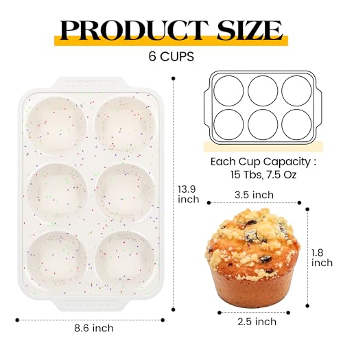 Image of 2 Pcs Silicone Jumbo Muffin Pan with Metal Frame, Non Stick Silicone Egg Molds with Handles, Round Silicone Molds for Baking for Oven, BPA Free (Brown, Cream