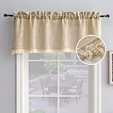 Beda Home Tassel Linen Textured Swag Curtain Valance for Farmhouses’ Kitchen; Light Filtering Rustic