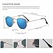 Htms Modern Geometric Polarized Metal Slim Arms Neutral Colored Lens Hexagonal Sunglasses Men Women Square Small Vintage Frame Retro Round Mirrored Driving Shade Sun Glasses(Blue Lens/Gold Frame)