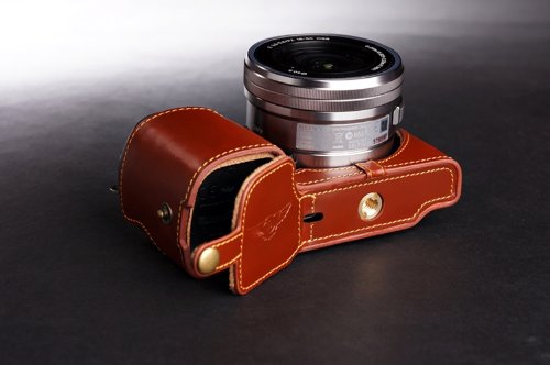 Demi camera case Sony NEX6 marron bottom ouverture version TP - 2