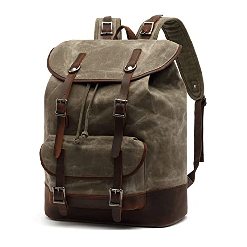 Fashion Canvas Backpack For Men Rucksack Women Bagpack Large Travel Backpack For Men(Khaki)2