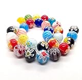 Millefiori Beads RAINBOW GLASS BEADS MIX 8mm 140 Beads 100 Grams