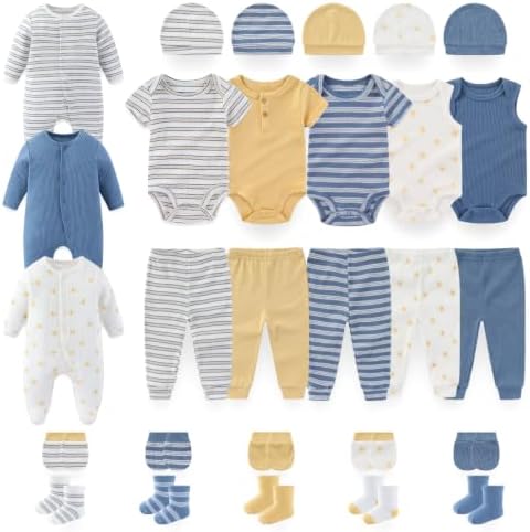 YUETTE Unisex Baby Clothes 28Pcs Cotton Layette Gift Set and Accessories
