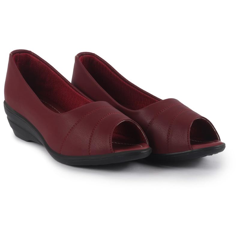 Image of FAUSTO Women Stylish Backless Casual Ballets | Low Heel Cut-Out Slip-On Ballerinas | Comfortable Walking Flats Sandals | Memory Cusion Insole
