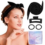 Rizador De Pelo Sin Calor, Heatless Hair Curlers, Ondas Sin Calor,Heatless Curls, Rizos sin Calor，Para Cabello Con Cabello Naturalmente Rizado, No Es Necesario Hacer Permanente (Negro)