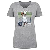 500 LEVEL Jaden McDaniels Minnesota Timberwolves Shattered Women's V-Neck T-Shirt (Heather Gray, Large)