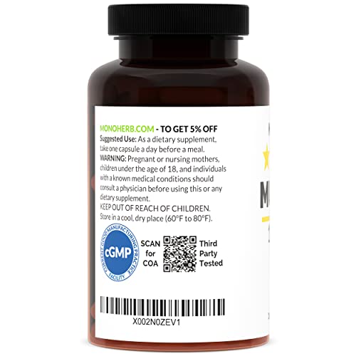 Monoherb Mucuna Pruriens Extract 500 Mg Per Capsule - 180 Vegetarian Capsules #TOP2