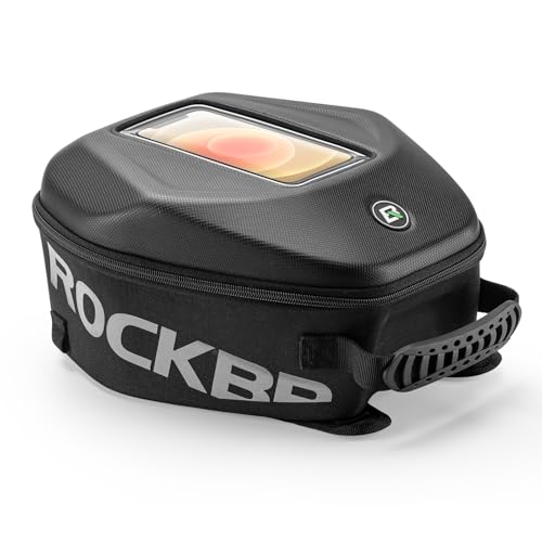ROCKBROS Borsa Rigida da Serbatoio Moto, Zaino Impermeabile con Copertura Antipioggia, con Porta Cellulare TPU Touchscreen, Grande Capacità 7L, Riflettenti, Accessori Moto