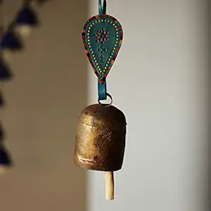 ExclusiveLane Handmade Balcony Decorative Leather Strap Antique Outdoor Hanging Metal Bell Wind Chime (Blue) (EL-015-067)
