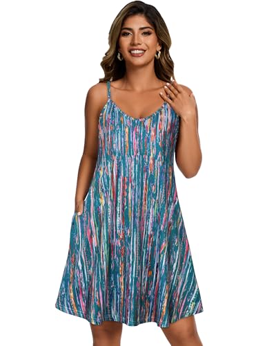 Image of JOELLYUS Womens Spaghetti Strap Dress Summer Dresses Beach Cover Ups Casual Sundresses with Pockets 2026