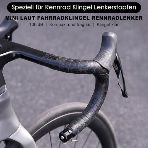 Rennrad Klingel Lenkerstopfen - Fahrradklingel Rennrad | 100db Fahrradklingel Rennradlenker fur 22,2mm Lenker - Mini Laut Rennrad klingel Fahrrad Glocke als Lenker Endkappen