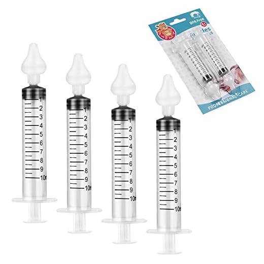 Vicloon Aspiradores Nasales,4PCS Irrigador Nasal para Recién Nacidos Kit de Enjuague Nasal de 10 ml, Limpiador de Enjuague Nasal