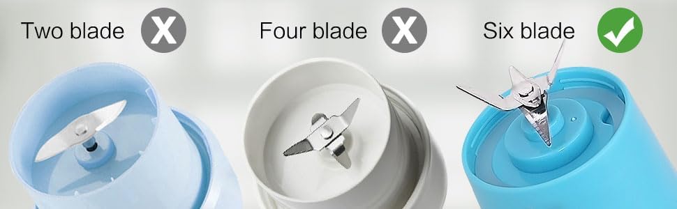 Miniatura 7 de Licuadora portátil para jugo de frutas, batidos y licuados, vaso exprimidor de 6 cuchillas, recargable por USB, licuadora personal de 12.8 fl oz con