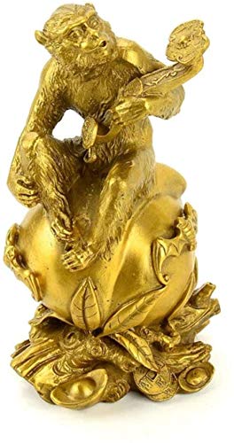 Statue singe en cuivre Feng Shui véritable pour une décoration de salon artisanale