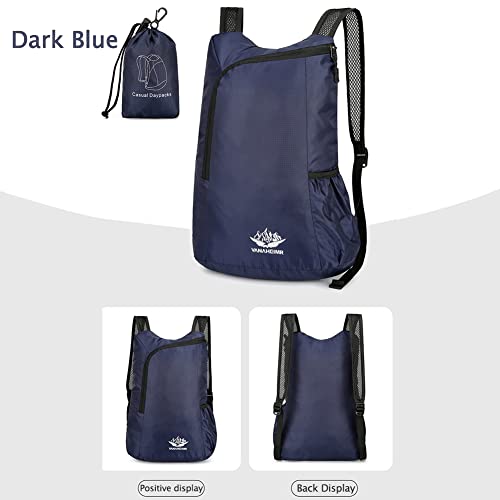 Lightweight Packable Backpack, Foldable Nylon Hiking Daypack, Ultralight Collapsible Backpack For Men Women Camping Outdoor (Dark Blue) #TOP5
