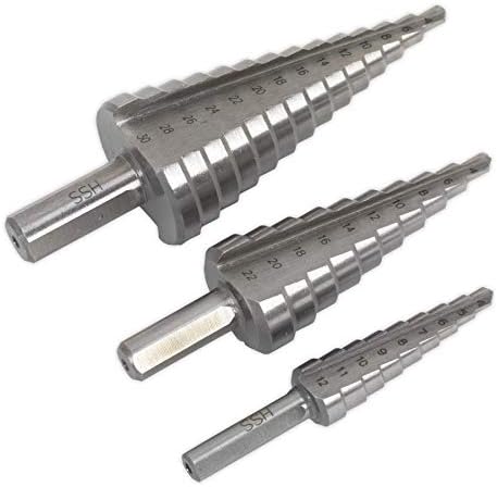 Sealey AK4746 HSS 4341 Step Drill Bit Set 3pc Double Flute, Multicoloured, 30 millimeters - Image 3