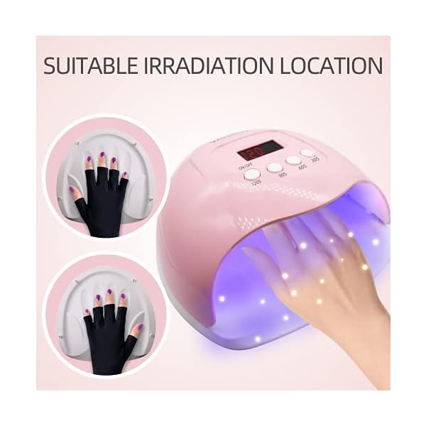 RedFlow UV LED Nail Lamp, Pink, Polycarbonate, LED Light, Large Size, Palm Print Auxiliary Irradiation, UV Protection Gloves